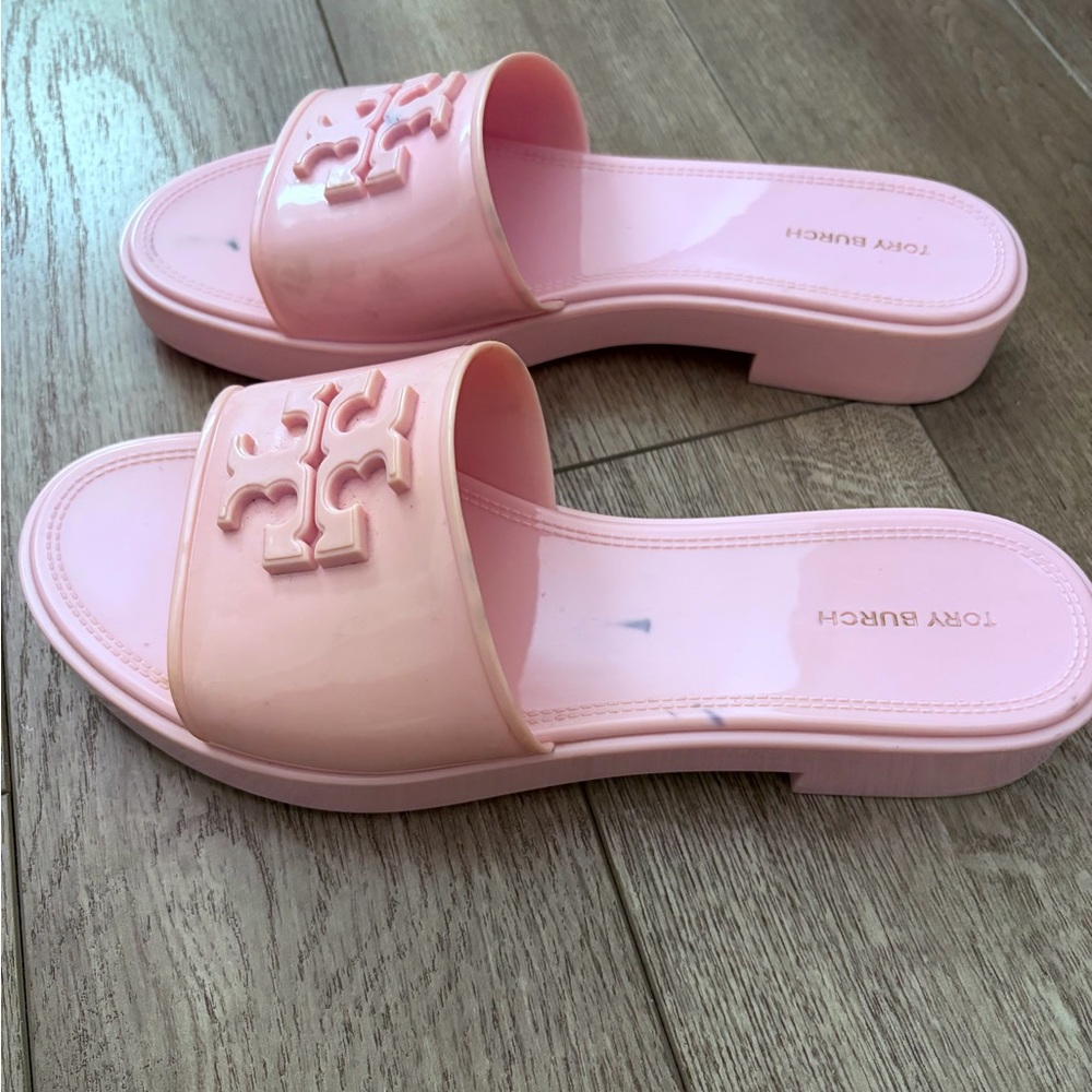 Tory Burch Eleanor Jelly Slides Petunia Pink 7 - Picture 3 of 6